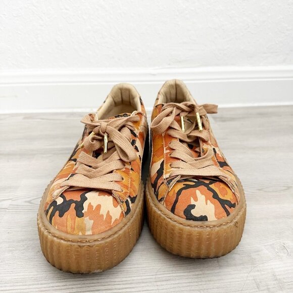 Puma & Rihanna Fenty Suede Camo Creepers Platform Sneakers Shoes Orange Size 8 - Picture 5 of 9